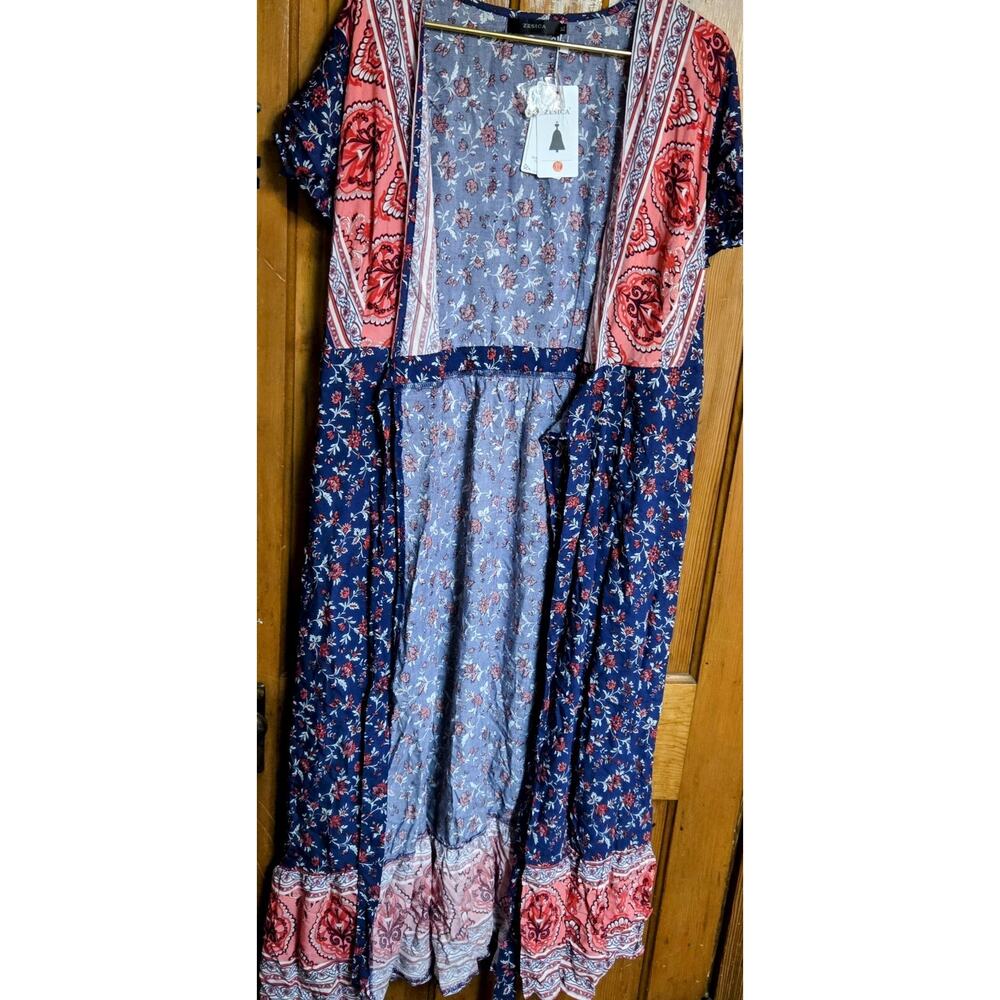 Zesica Floral Wrap Maxi Boho Dress Flowy Flutter Sleeves Lightweight Size XL - Picture 3 of 8